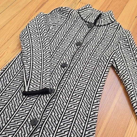 Cocogio Italy Navy White Geometric Knit Coatigan Longline Cardigan Size S - Picture 9 of 16